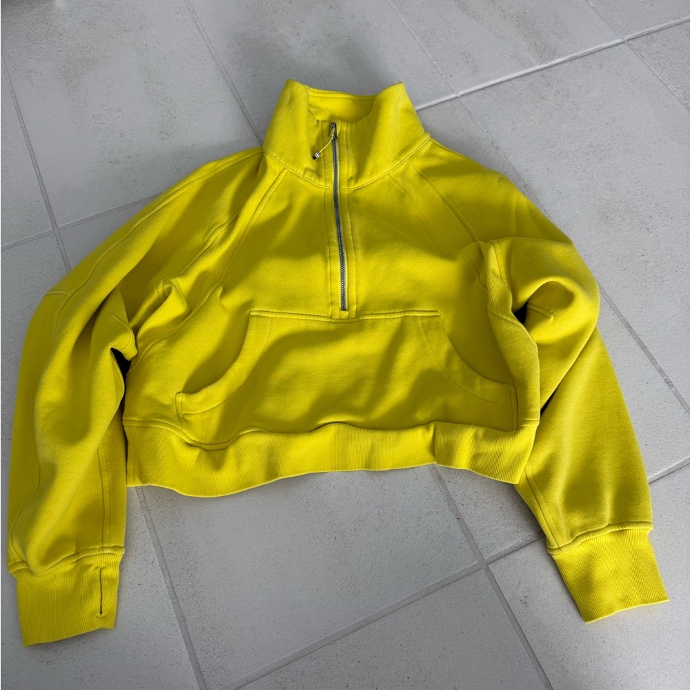 Cropped Half-Zip Pullover Top in Bright Yellow